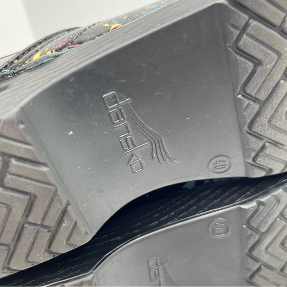 Dansko Black Color Splash Slip On Comfort Clog Mules Nurse Medical Shoes EU 40 - Picture 13 of 16